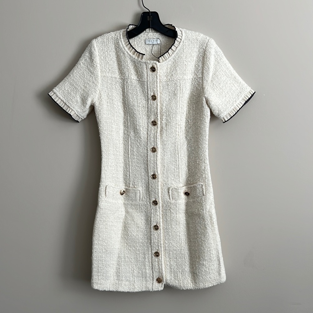 NWOT Sandro front button tweed dress 34 XS